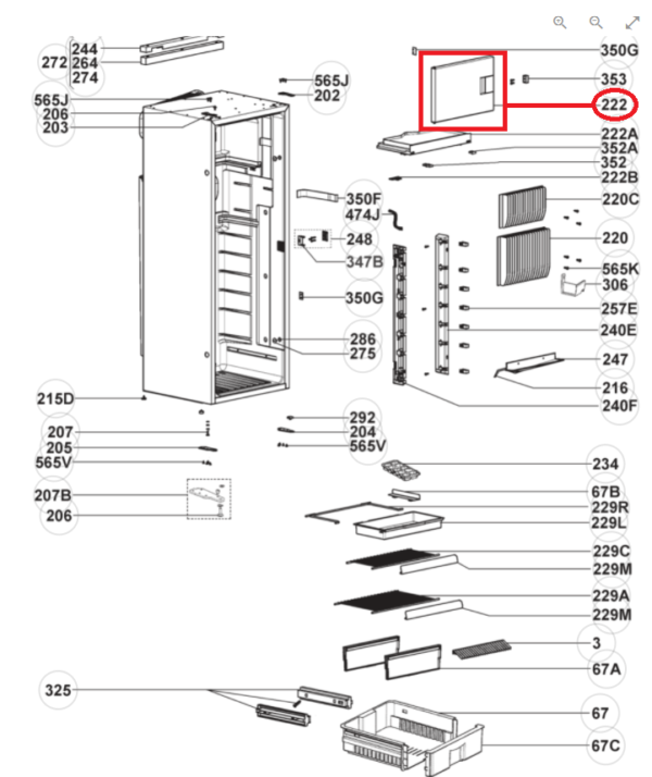 PORTA VANO CONGELATORE FRIGO DOMETIC RML9435 - RML9430 - immagine 3