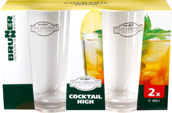 BICCHIERI SET 2 COCKTAIL HIGH  POLICARBONATO BRUNNER