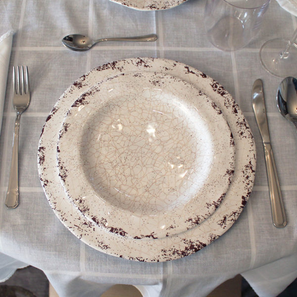 PIATTO FRUTTA 23 BIANCO CRAQUELE        CARTAFFINI - immagine 2