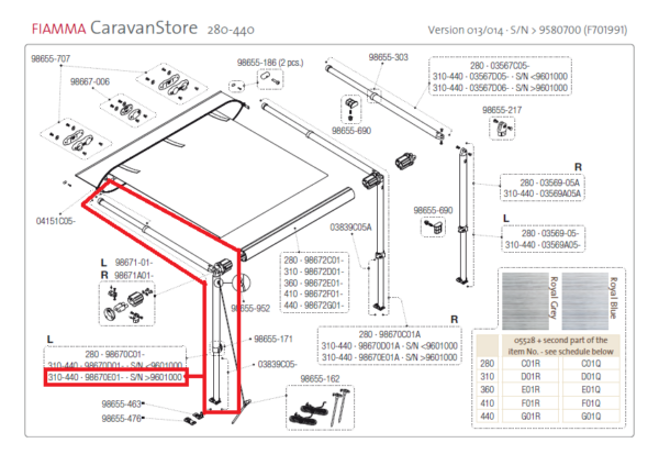 KIT RAFT./PAL.SX CARAVANSTORE 310/440 6 FORI 98670E01-