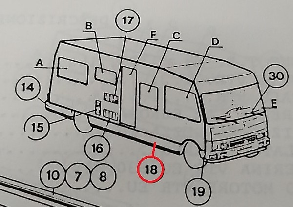 BANDELLA CENTRALE LATO DESTRO CAMPER ARCA EUROPA 610