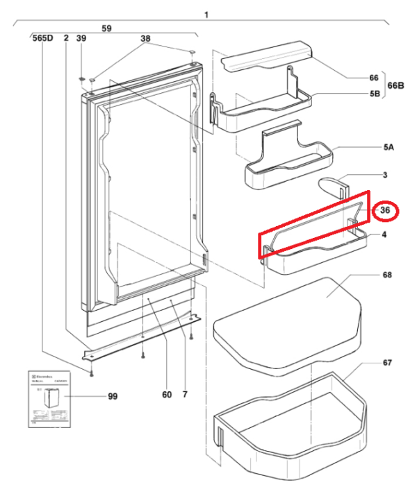 FERMO BOTTIGLIE PER FRIGO ELECTROLUX/DOMETIC RM6361