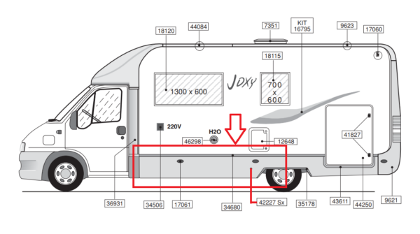 GREMBIOLATURA ANTERIORE LATO SINISTRO PER CAMPER ELNAGH JOXY 16