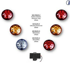 KIT 6 FANALI LED 95MM 12V+2 RES.CAR