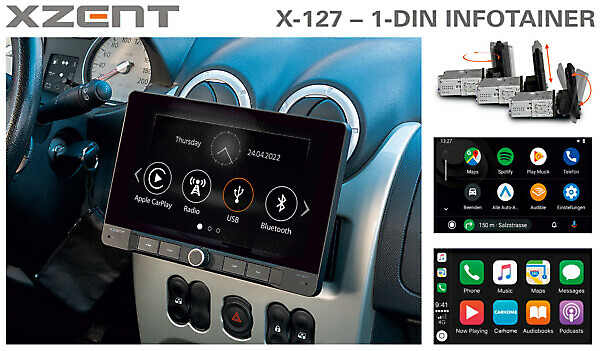 SISTEMA MULTIMEDIALE XZENT X-127 CARPLAY E ANDROID AUTO